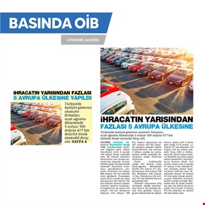 BİNEK OTOMOBİLDE 5.5 MİLYAR DOLARLIK İHRACAT